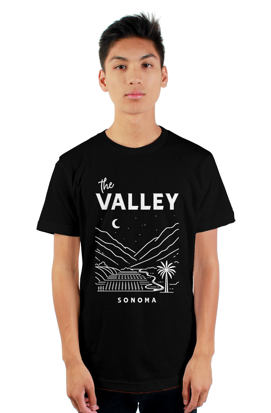 Mens t shirt, Black with Sonoma Valley square imag